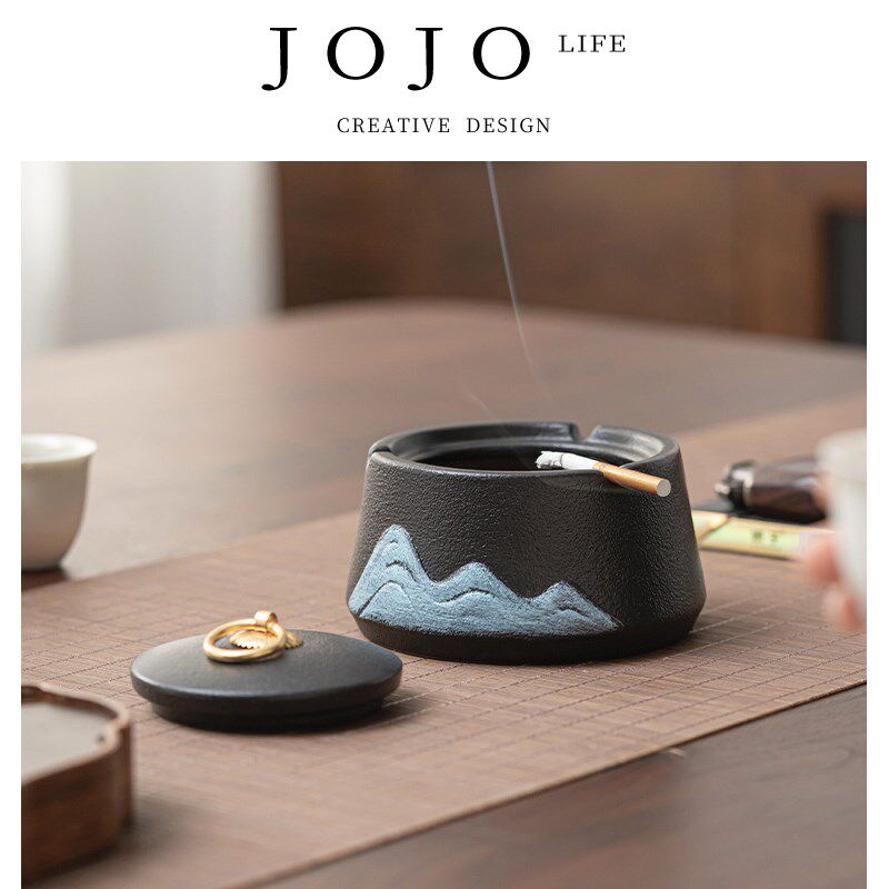 JOJOS L. PD.紫泉涧.烟灰缸家用客厅防灰飞创意潮流带盖 护士