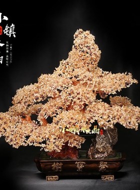 天然黄水晶摇钱财宝树超大款家居玄关客厅公司店铺开业礼品摆件