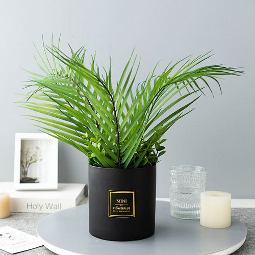 仿真花假花绿植长粽叶豆瓣叶绢花客厅餐桌茶几装饰花艺盆栽摆件设