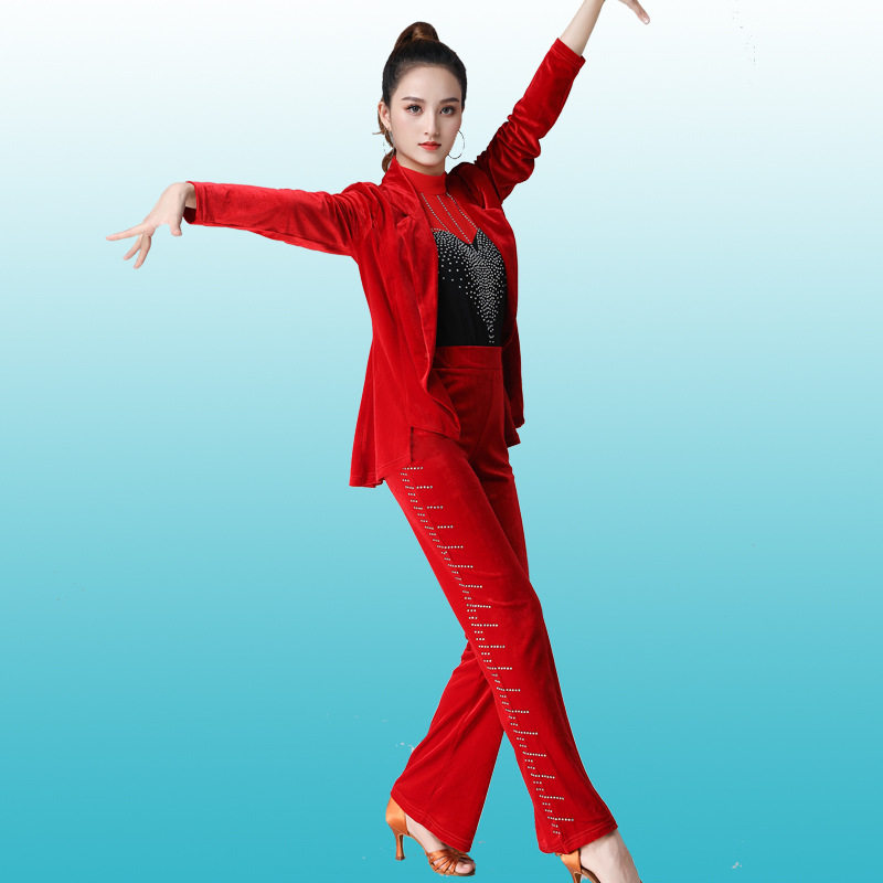 2026新款红色金丝绒西装外套女春秋套装气质时尚丝绒套装高端小西