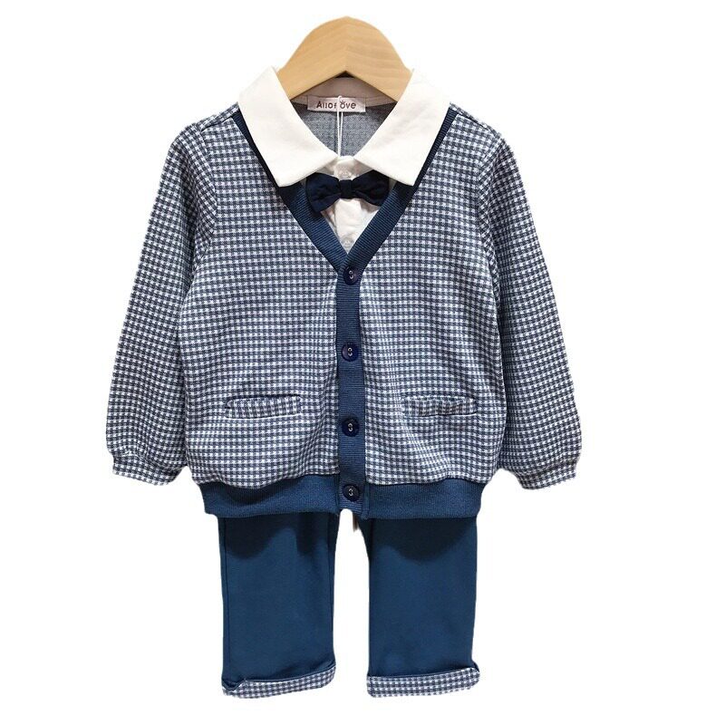 2026新款韩国童装春秋男宝宝西服两件套装男童西装领结礼服M