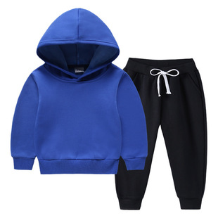 2026新款秋冬季男儿童连帽卫衣套装女孩学生加绒加厚保暖整套