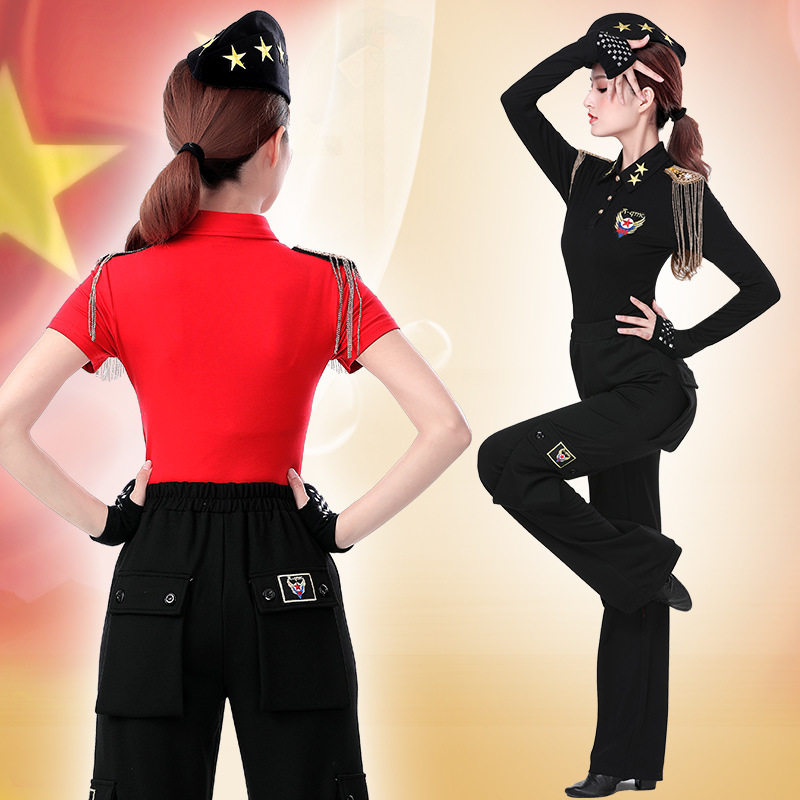 2026新款越野营广场舞服装秋冬肩章长袖加绒吉特巴舞蹈服水兵舞上