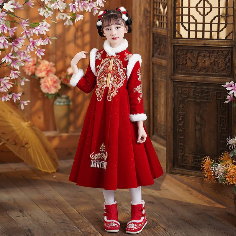 2025新款女童汉服冬季连衣裙儿童秋冬裙子拜年服宝宝过年喜庆,童装/婴儿装/亲子装,汉服,淘宝优惠券,粉丝福利购,淘宝优惠卷