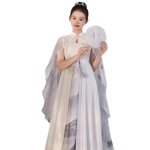 2026新款古筝演出服女童朗诵比赛冬季合唱舞蹈服装中国风二胡