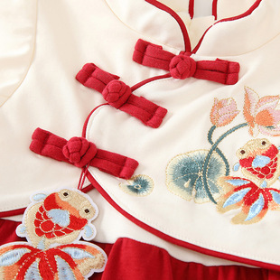 2025新款儿童连衣裙冬季加绒女童裙子国风新中式女孩拜年服儿