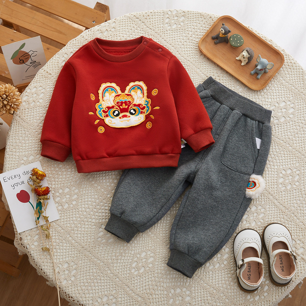 2026新款童装冬季儿童套装宝宝新年卫衣套中国风男女童套装冬,童装/婴儿装/亲子装,儿童运动套装,淘宝优惠券,粉丝福利购,淘宝优惠卷