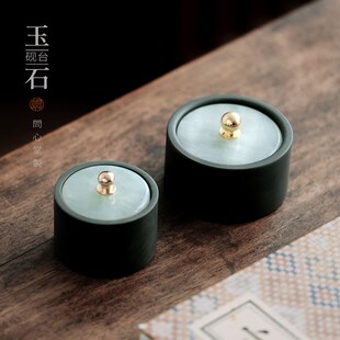 问心堂玉石砚台 带盖砚台小楷砚台文房雅器罗纹石砚台天然玉石墨