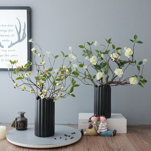 梅花枝假花摆件仿真花腊梅桃花客厅玄关桌面摆设绿植盆栽家居装饰