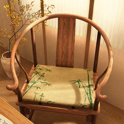 国风竹子中式座垫实木茶桌椅子坐垫红木圈椅太师椅垫防滑厚餐椅垫