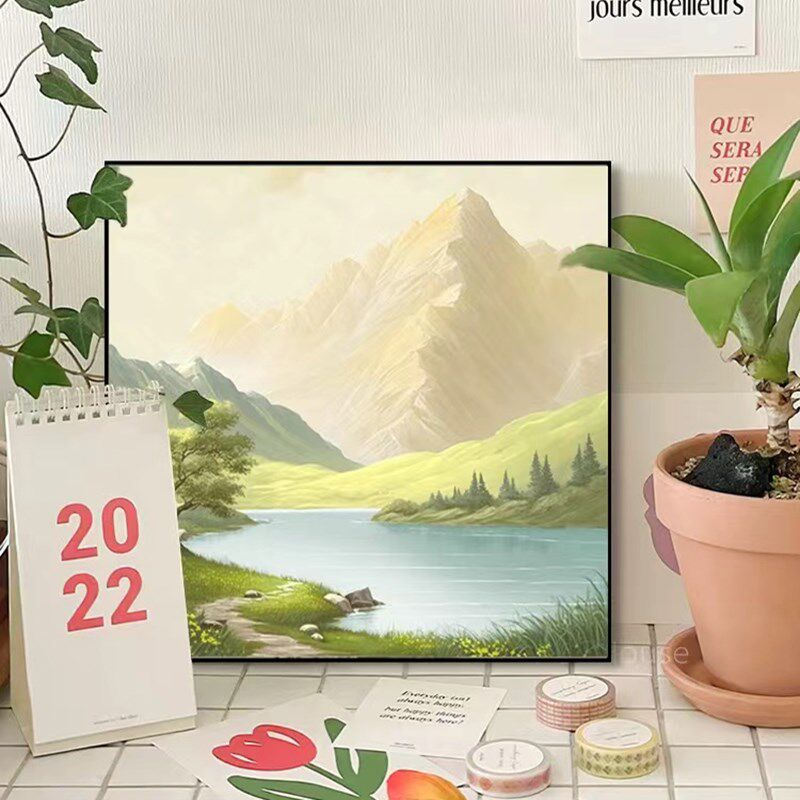 日照金山客厅装饰画奶油风山水风景挂画桌面餐边柜摆画卧室床头画