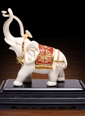 陶瓷大象摆件漆线雕工艺品办公室客厅家居装饰送客户商务礼品定制