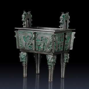 铜艺铺仿古青铜鼎纯黄铜龙耳鼎摆件商务开业礼品 办公室饰品摆件