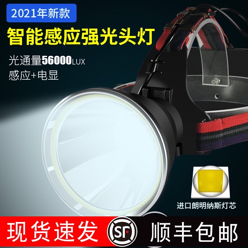 侣字头戴式强光头灯钓鱼专用夜钓充电感应灯超亮大容量锂电池矿灯