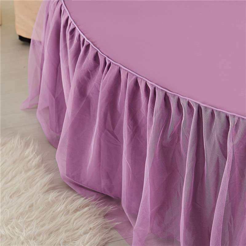 星级酒店用品全棉圆床床裙单件纯棉蕾丝圆床裙宾馆三件套缅甸民宿