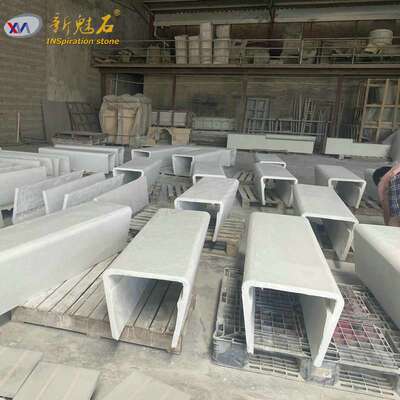 休闲简单无机水磨石公共凳长椅市政公园改造GFRC混凝土座椅坐凳