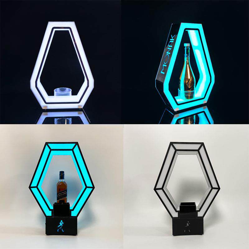 LED亚克力酒座威斯忌酒座展示架香槟架酒吧发光底座菱形道具KTV