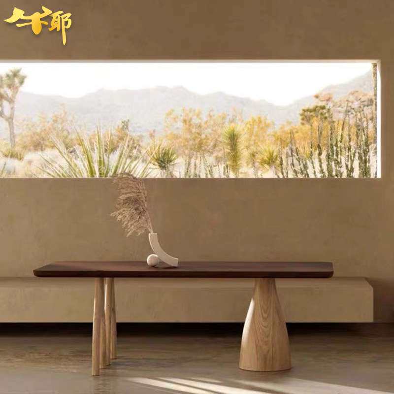 设计师个性树杈餐桌实木咖啡桌白蜡木办公工作台复古造型原木桌子