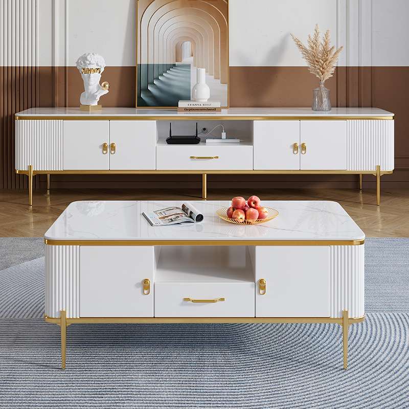 现代轻奢岩板电视柜茶几组合客厅大小户型时尚简约多功能储物地柜