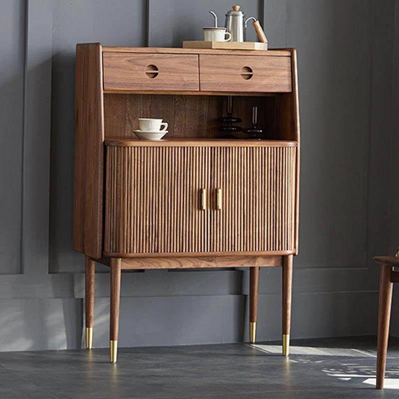 北欧实木黑胡桃木边柜现代简约电视柜旁茶水储物酒柜日式客厅立柜