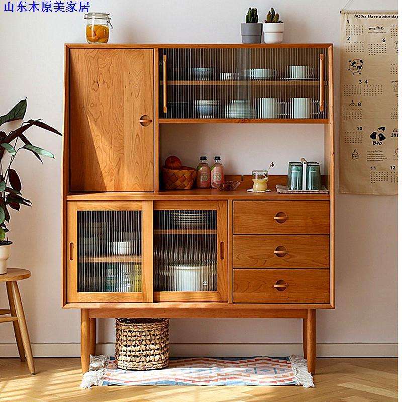 北欧实木餐边柜现代简约墙边柜日式餐厅收纳储物柜茶水柜厨房碗柜