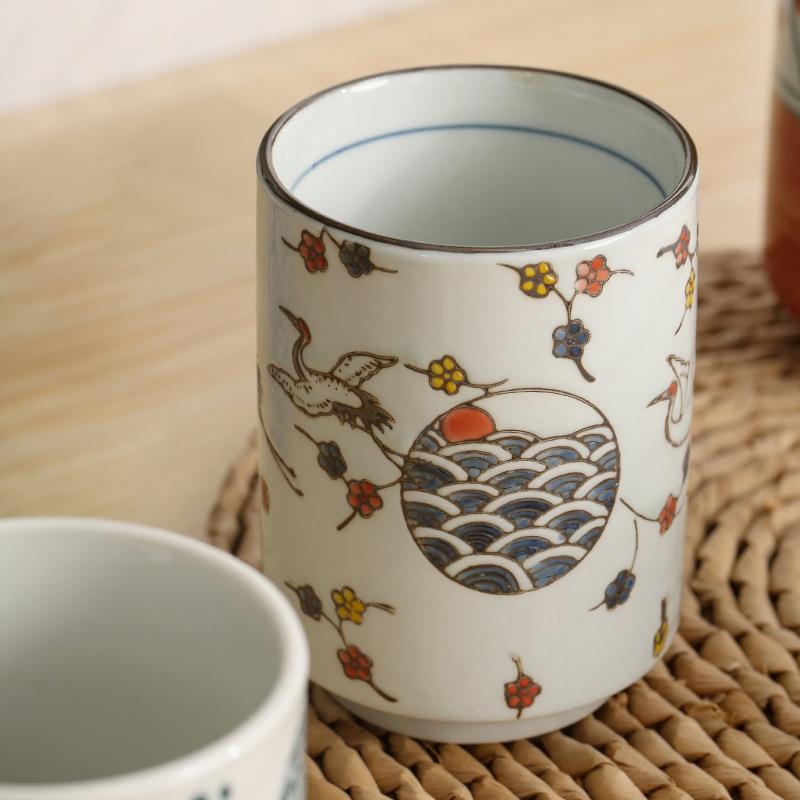 手彩绘大容量茶杯文艺插画陶瓷杯子无手柄直身杯家用随手杯杯