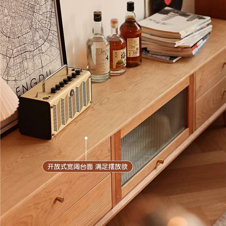 北欧实木电视柜橡木日式简约小户型茶几组合樱桃木电视柜客厅家具