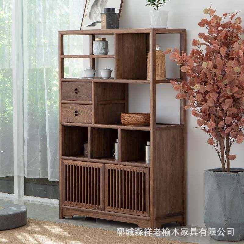 复古老榆木茶具展示架客厅博古架新中式多宝阁抽屉置物架禅意家具