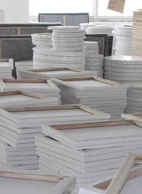 宏业画材100m×175油画框中纹纯棉实木欧式大画框白色涂层油画板