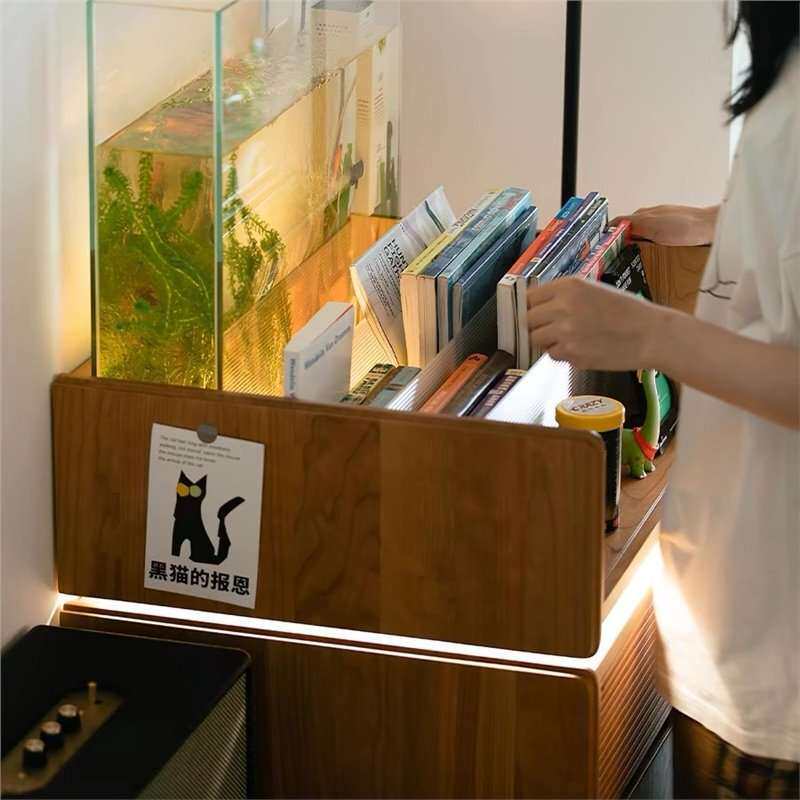 樱桃木里安扫地机器人柜玄关客厅边柜收纳柜云鲸科沃斯石头安置柜