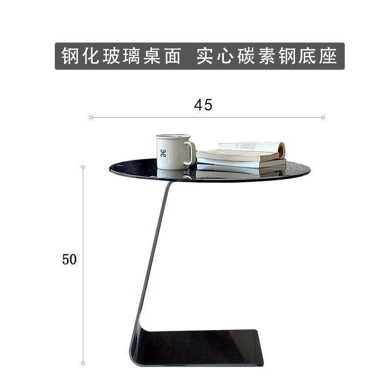 意式简约风碳素钢边几沙发客厅铁角几现代高级艺术感角几小圆茶几
