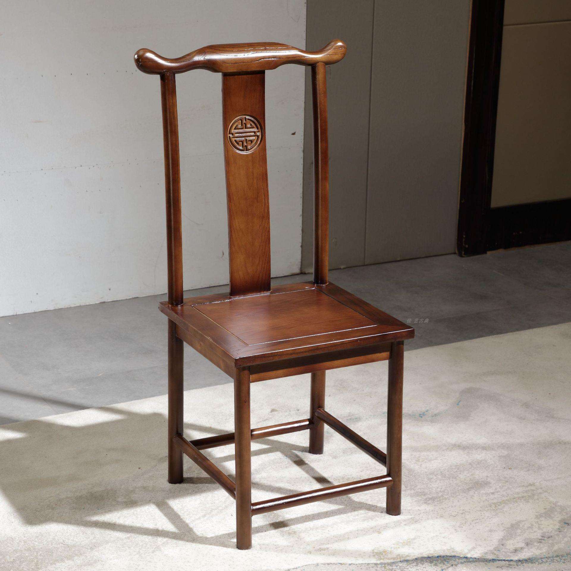 实木椅子凳子仿古椅子牛角月牙椅太师椅办公室靠背椅酒店餐馆餐椅