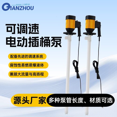 直销HD-E2-V+PPHT-700mm耐腐蚀耐酸碱电动抽油泵手扶电动插桶泵