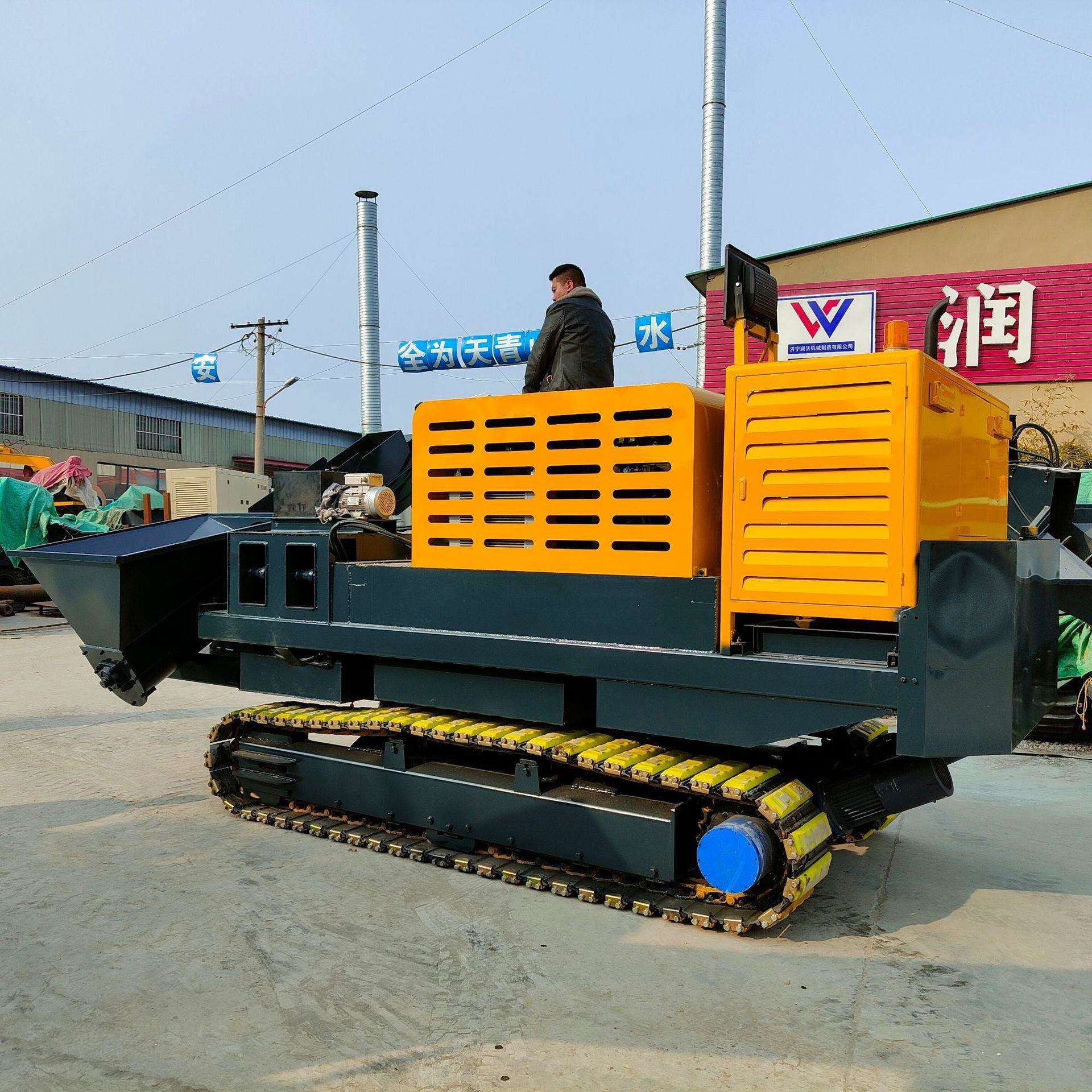 润沃机械新型钢制履带滑模机 水沟路沿石滑膜成型机U形渠道滑模机
