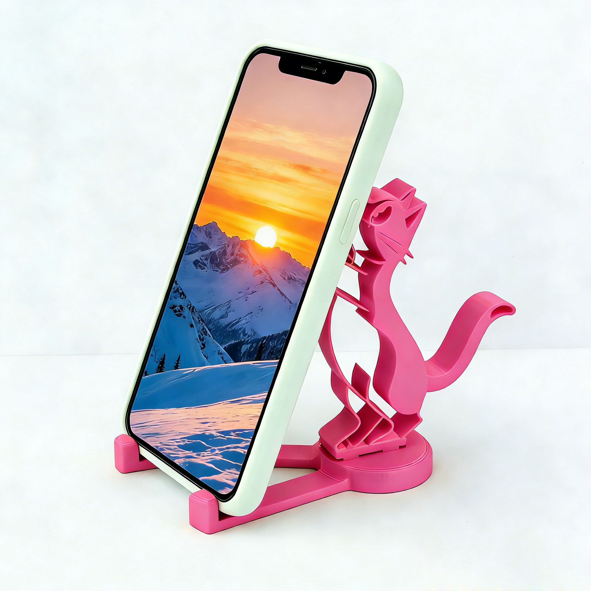 可爱猫咪手机支架免提观影桌面摆件趣味高颜值送女友生日礼物神器