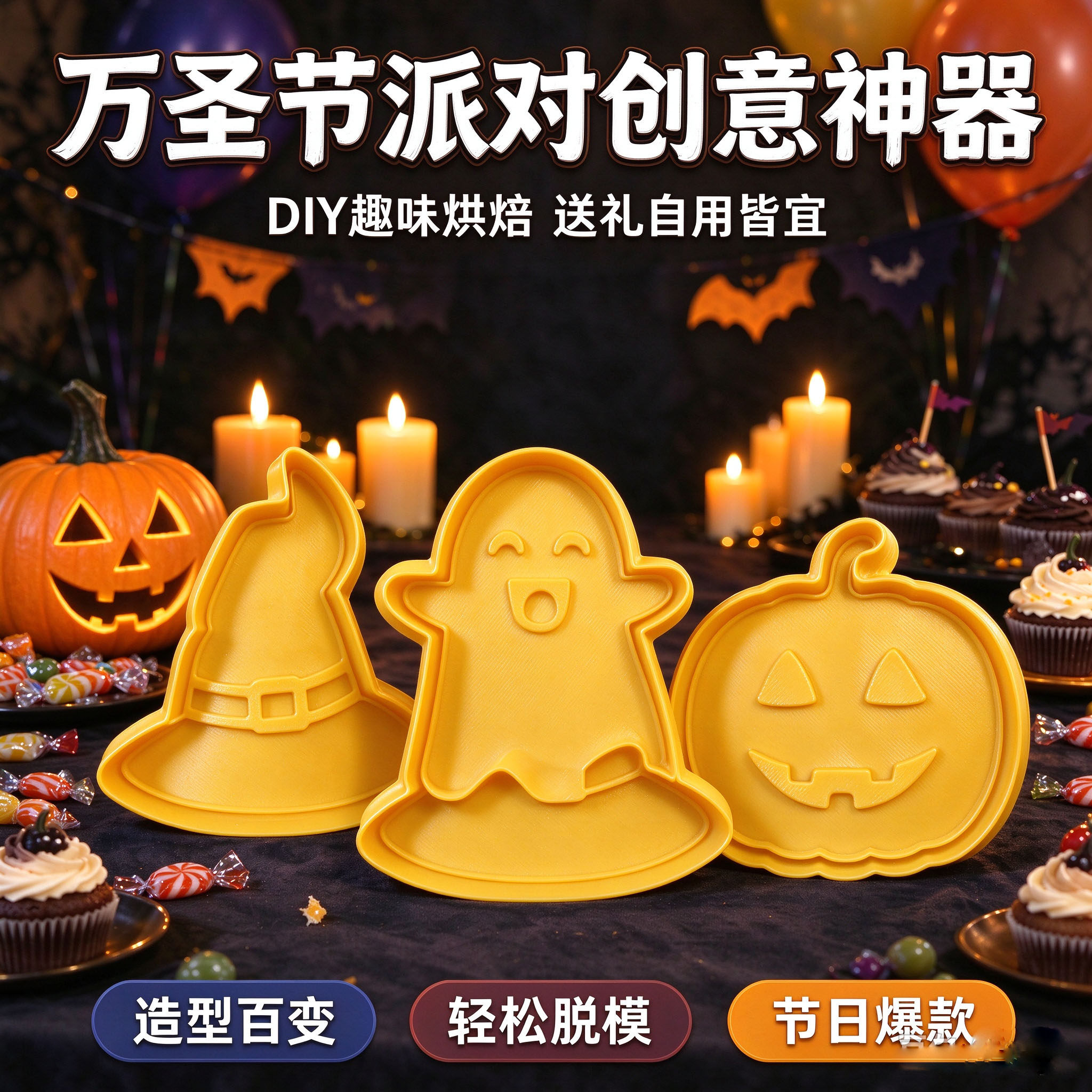 万圣节饼干培乐多切模套装