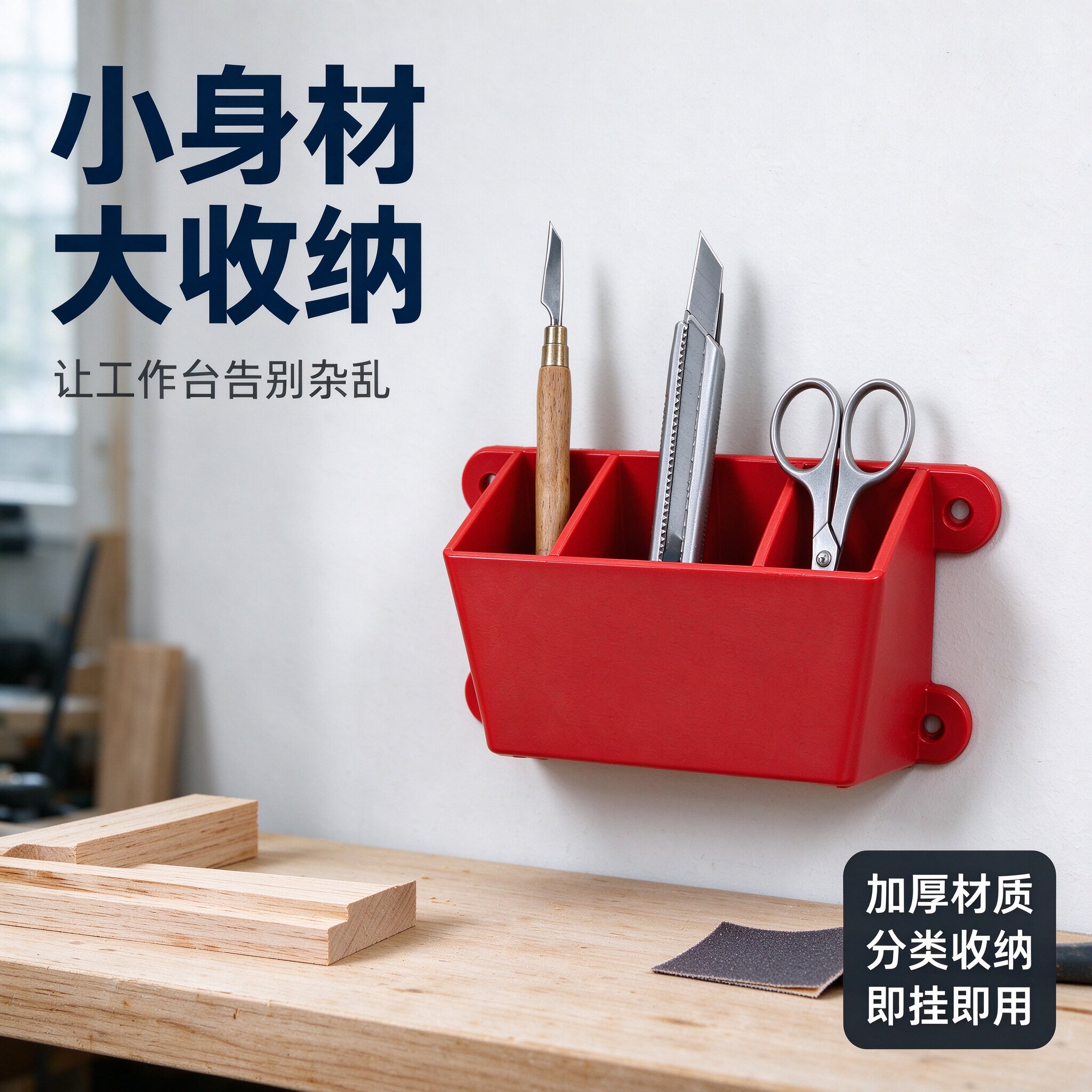 壁挂美工刀置物架墙面工具收纳盒