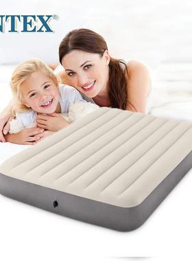intex充气床垫64102双人午睡气垫床单人植绒加厚线拉设计气垫床