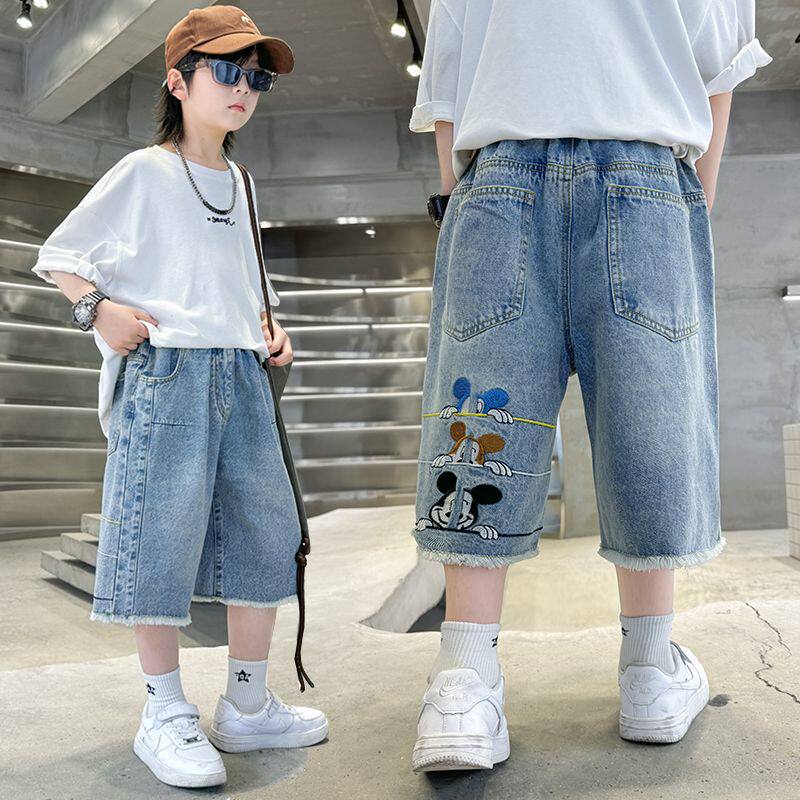 男童牛仔短裤夏季薄款6中大童7夏装8男孩中裤9儿童七分裤子潮10岁