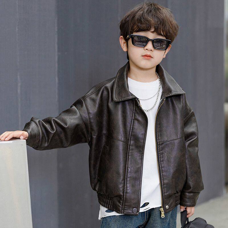 童装男童皮衣外套2026新款儿童春秋款PU皮夹克洋气韩版外衣潮