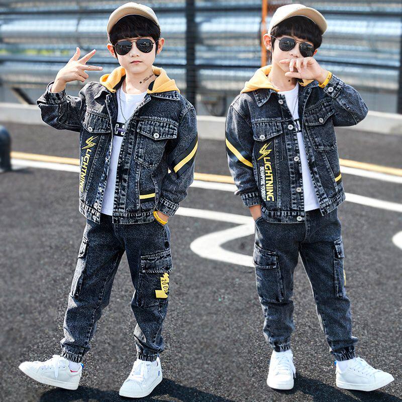 春季儿童装男童秋装套装2026新款8春秋9牛仔10炸街衣服11男孩12岁