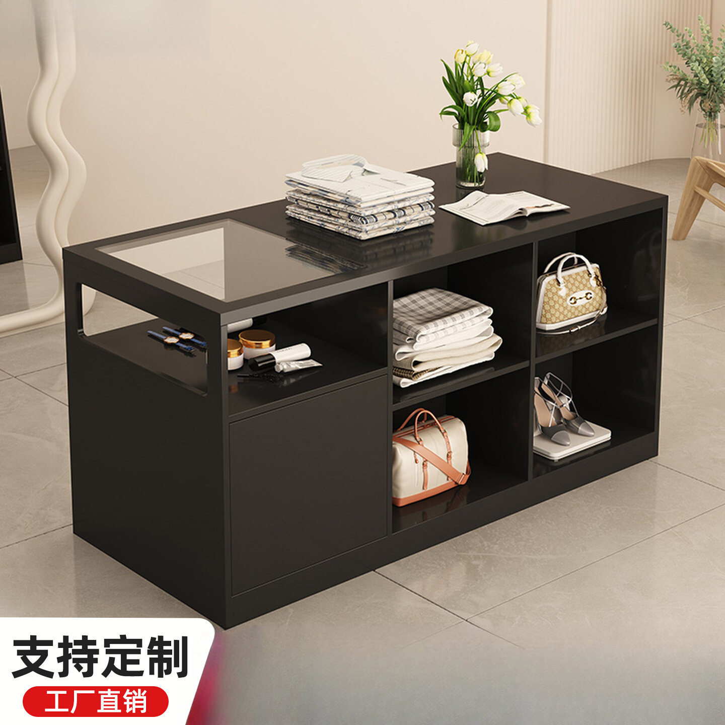 服装店中岛流水台收银台小型店铺女装饰品陈列柜展示柜收纳储物柜