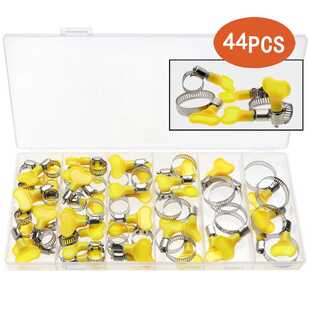 44PCS盒装美式手拧不锈钢喉箍 手柄式喉箍紧固水管锁紧卡箍抱箍