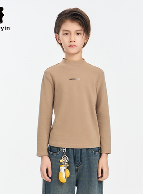 memoryin童装长袖T恤两个小朋友柔软弹力保暖简约半高领打底衫
