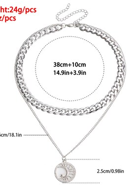 Double Layer Chunky Aluminum Chain Diamond Crescent White Im