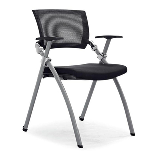 会议培训室可折叠培训椅可带写字板带轮靠背可活动网布椅子