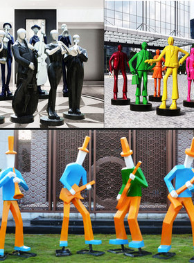 抽象仿铜音乐人物雕塑商业广场美陈酒店大型艺术装饰品玻璃钢摆件