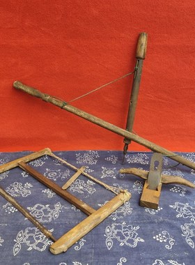 民俗老物件木工工具刨子墨斗木锯手工钻怀旧农家院装饰道具摆件