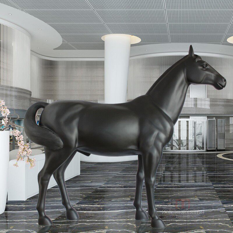 玻璃钢大马雕塑树脂落地摆件酒店会所客厅大厅装饰工程室内摆设品