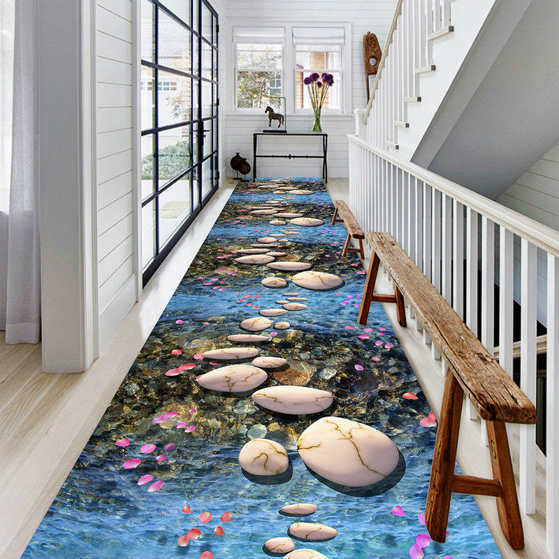 鹅卵石地垫玄关走廊地毯楼道楼梯客厅过道地毯家用进门长条可裁剪